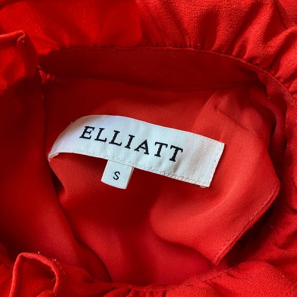 Anthropologie Elliatt Sonnet Red Ruffled Trapeze Ruffle Swing Dress Mock Neck, S - Picture 7 of 11